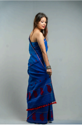 Wrap And Weft-Blue Mekhela Chador