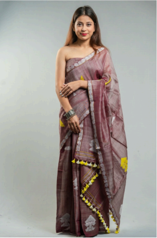 Wrap And Weft-Dusty Purple Mekhela Chador