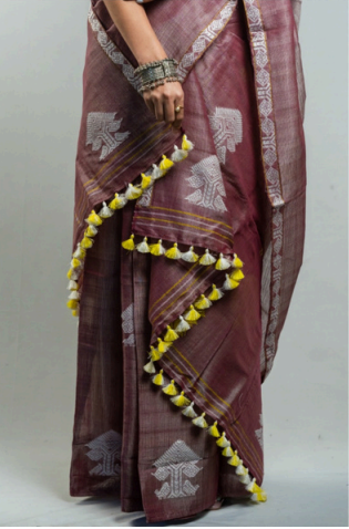 Wrap And Weft-Dusty Purple Mekhela Chador