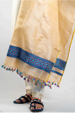 Wrap And Weft-Pale Cream Dupatta