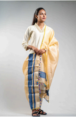 Wrap And Weft-Pale Cream Dupatta