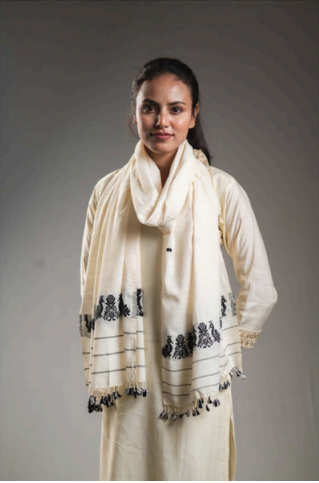 Wrap And Weft-Off White Stole