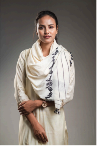 Wrap And Weft-Off White Stole