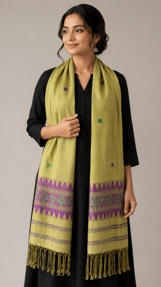 Cotton By Eri Stoles Olive Green thumbnail 3