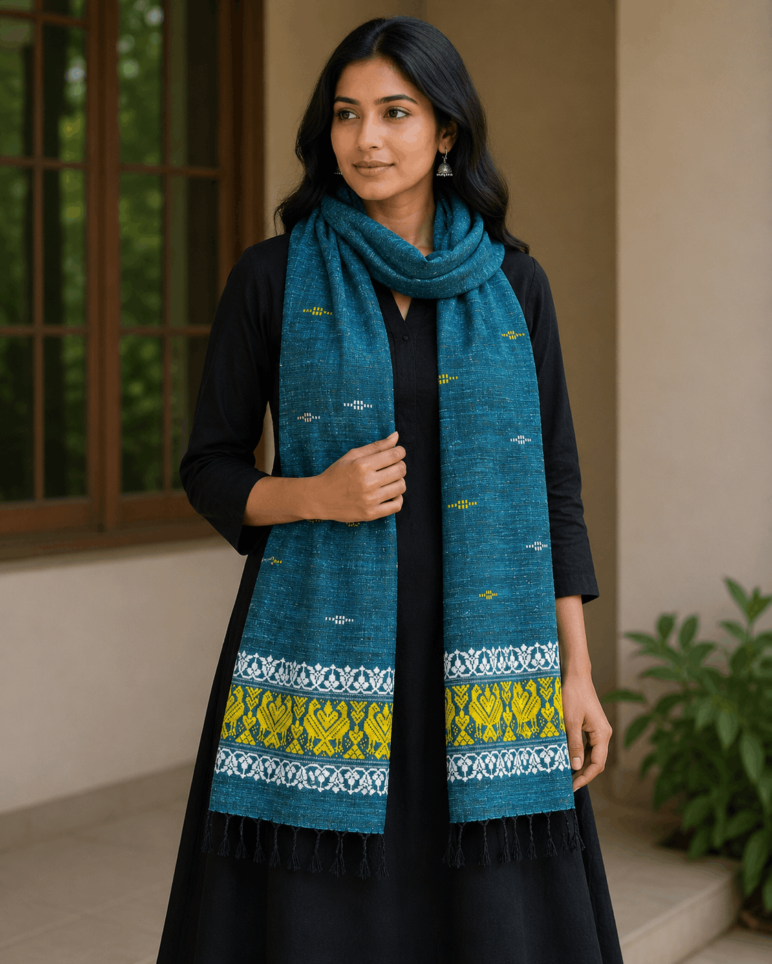 Cotton by Eri Stole Teal Blue